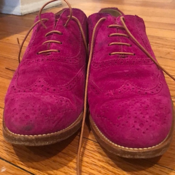 Ralph Lauren Purple Label Pink Suede Oxford Shoes - Picture 4 of 5
